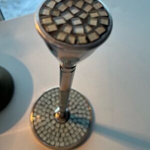 Nu Steel Silver Mother of Pearl Mosaic Paper-towel Holder. Made in India